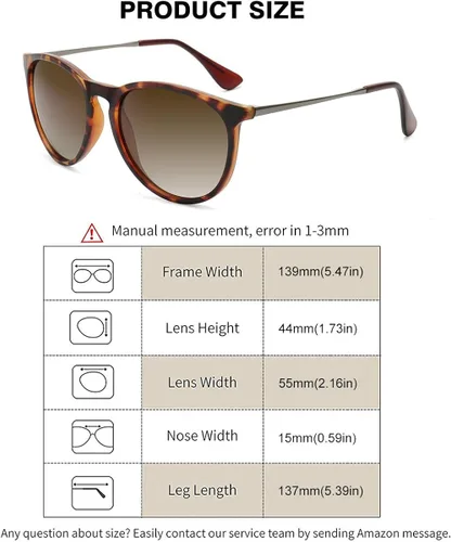 Vista 4 de WOWSUN Gafas de sol polarizadas para mujer lentes de espejo redondas retro vintage