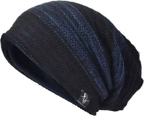 Vista 5 de VECRY Gorro de punto holgado para hombre, diseño de cráneo, largo y holgado, hip-hop, para invierno y verano, B305 B305-negro