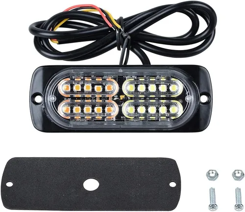 Vista 5 de CORP - Juego de 100 luces estroboscópicas intermitentes de 20 luces LED de advertencia de emergencia, color blanco ámbar, para auto, camión