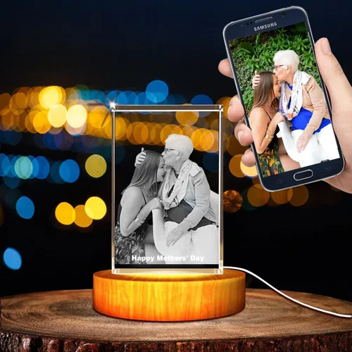 Vista 2 de Foto de cristal 3D personalizada grabada dentro del cristal con tu propia imagen, regalo de cubo de fotos de vidrio 3D, regalo único para el día