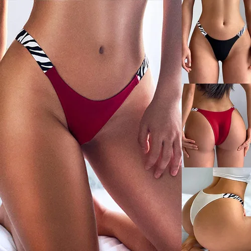 Vista 3 de Tanga de algodón para mujer, ropa interior elástica, ropa interior para mujer, tangas invisibles, paquete de 5