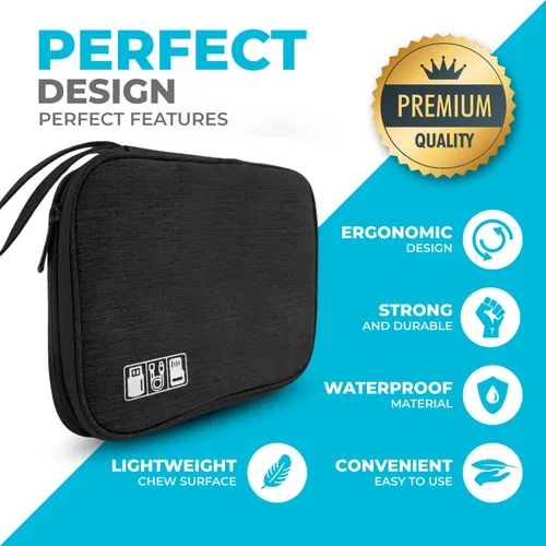 Vista 4 de Organizador de cargador electrónico - Funda de cable de viaje para cables, cargadores y accesorios tecnológicos