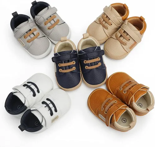 Vista 5 de BENHERO - Zapatos Oxford para bebés niños y niñas mocasines de suela suave y piel sintética tenis de suela de goma anti-deslizantes tenis para bebés