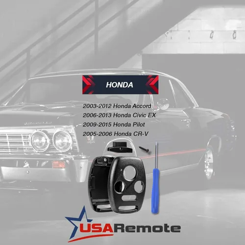 Vista 4 de No se requiere corte - Funda y almohadilla para llavero de entrada sin llave para Honda 2003-2012 Accord / 2006-2013 Civic EX / 2009-2015 Pilot