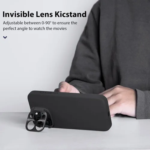 Vista 4 de Nillkin CamShield - Funda para iPhone 15 Pro con soporte para cámara, funda de silicona líquida compatible con MagSafe, funda magnética sedosa