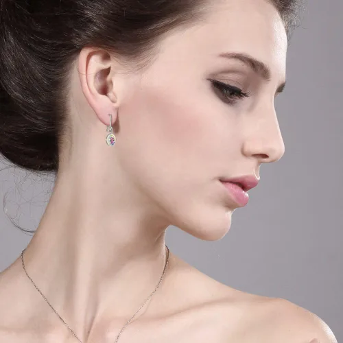 Vista 152 de Gem Stone King Aretes colgantes de plata de ley 925 de 0.276 x 0.197 in con piedra natal ovalada de alambre francés para mujer