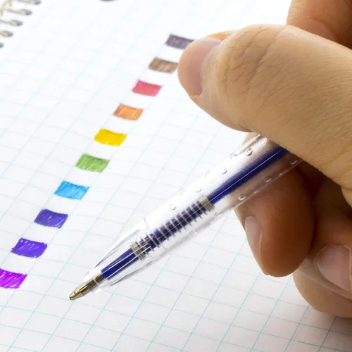 Vista 6 de BAZIC 10 Bolígrafo retráctil de color retractable ballpoint pens in 10 assorted ink colors, 1.0 mm bold, pocket clip, color-coded notes, journaling