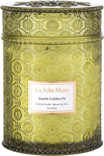 Vista 14 de LA JOLIE MUSE Vela de vainilla y coco – Coco, freesia y vainilla Vela de mecha de madera grande de 19 oz Cera de soja natural 90 horas de Isla