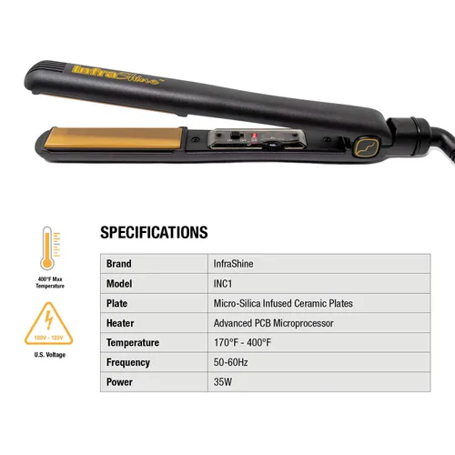 Vista 2 de Plancha plana mediana original, 1 pulgada, color negro, placas flotantes de cerámica para un cabello suave, brillante y sin encrespamiento