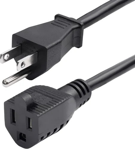 Vista 7 de StarTech.com Cable de extensión corta de 1 pie (0,3 m) - 125V a 13A, NEMA 5-15R a NEMA 5-15P - Cable de extensión de alimentación - Negro - Cable
