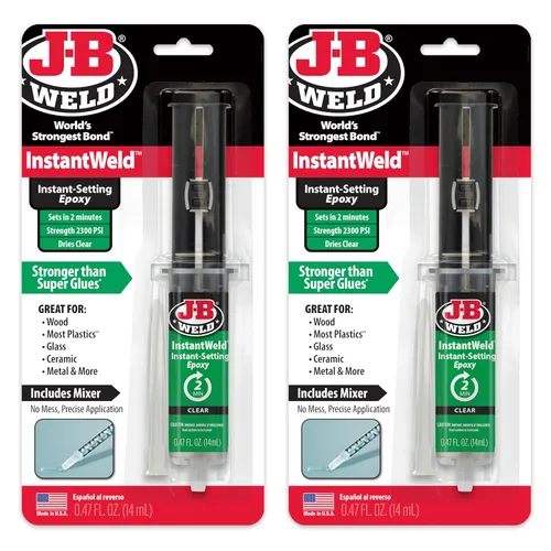 Vista 7 de J-B Weld InstantWeld - Transparente, Adhesivo Epoxi de Fraguado en 2 Minutos, Mezclador Estático para Aplicación Sin Desorden - 14ml