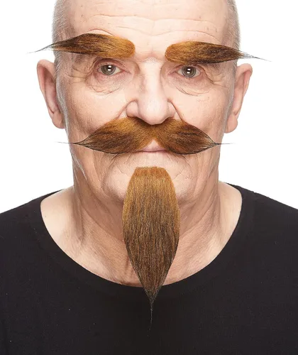 Vista 15 de Mustaches Fake Facial Hair Set, Beard, Eyebrows, Self-Adhesive Rey medieval negro
