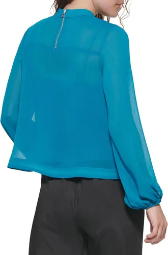 Vista 4 de DKNY Camiseta deportiva corta de manga larga sin esfuerzo para mujer
