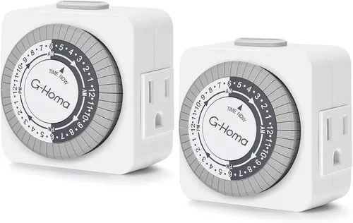 Vista 9 de G-Homa Temporizadores para Tomas Eléctricas, Temporizador Mecánico Enchufable para Interiores de 24 Horas, Intervalos de 30 Minutos, Ciclo Diario