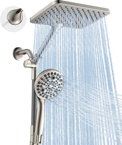 Vista 11 de MakeFit Combo de cabezal de ducha de lluvia con doble filtro, cabezal de ducha de mano de alta presión con barra ajustable, cabezal de ducha