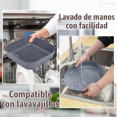 Vista 7 de Golden Associate Forros cuadrados de silicona para freidora de aire de 8 a 8.5 pulgadas, 2 unidades, antiadherentes, de grado alimenticio