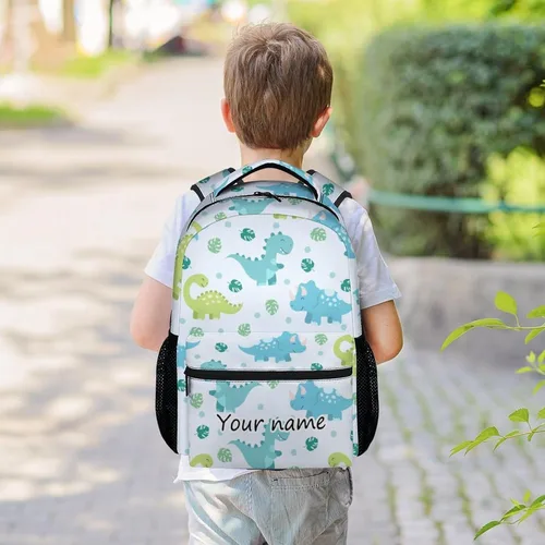Vista 2 de Mochila de dinosaurio para niños, mochila verde de 16 pulgadas para niñas, bonita bolsa ligera para viajes, Mochila2-2, Casual
