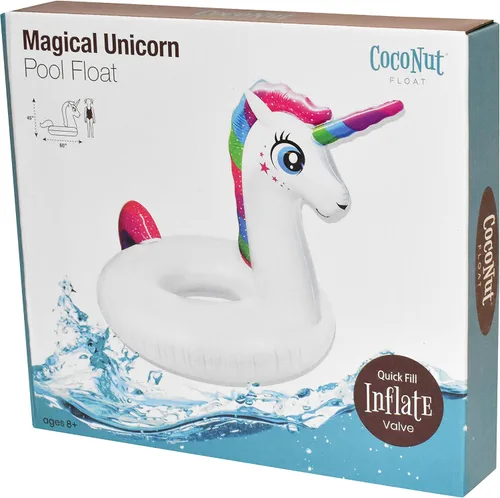 Vista 8 de Flotador mágico de coco para piscina de unicornio para exteriores, anillo inflable gigante para piscina, tubo de descanso duradero y juguete