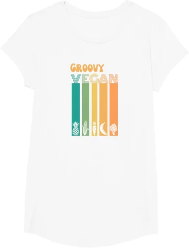 Vista 25 de Groovy Vegan Retro Vintage Cool Veggies 70 80 Flower Power Camiseta, Negro