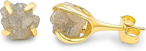 Vista 127 de Aretes de piedra preciosa natural en bruto con oro amarillo sobre plata de ley 925, 6 a 0.276 in, regalo de piedra de nacimiento de calidad genuina