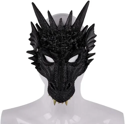 Vista 4 de WISREMT 3 piezas de accesorios de cosplay de dragón, máscara de cola de ala, decoración de fiesta de disfraces