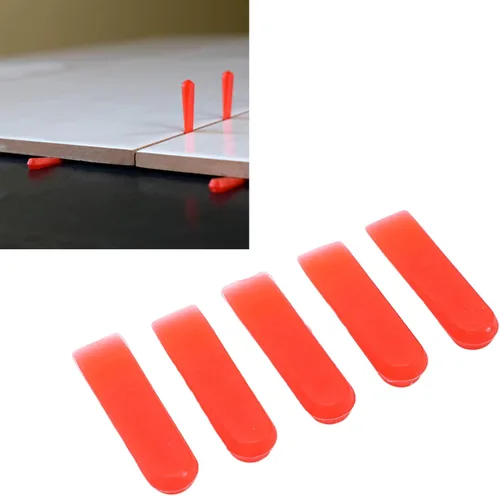 Vista 4 de Sistema de nivelación de azulejos de 1000 Uds. Cuñas de 0.2 pulgadas PE rojo desgaste Azulejos nivelador espaciadores instalación de nivelador