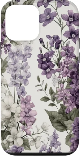 Vista 16 de White Violet Purple Lavender Lilac Floral Funda de flores botánicas para iPhone 17