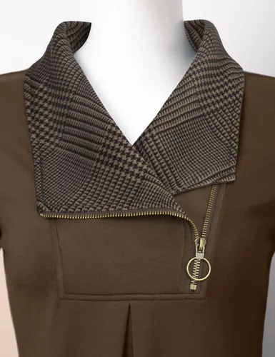 Vista 3 de VALOLIA Sudadera casual de manga larga con cremallera y solapa para mujer, túnica a la moda