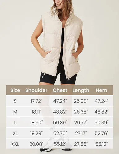 Vista 4 de Athlisan Chaleco acolchado con cremallera para mujer cuello alto sin mangas con relleno