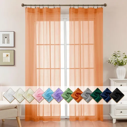 Vista 36 de Cortinas transparentes naturales de 96 pulgadas de largo