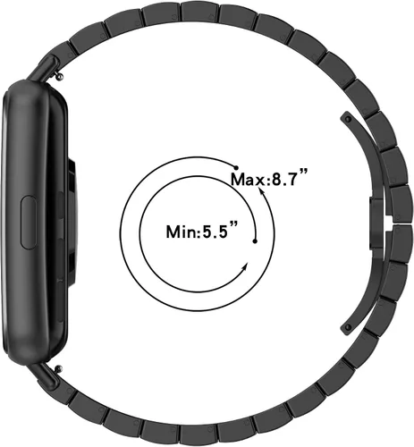 Vista 2 de FitTurn Correas compatibles con Huawei Watch Fit 2 Smartwatch de acero inoxidable sólido correa de eslabones de metal ajustable accesorios para Negro