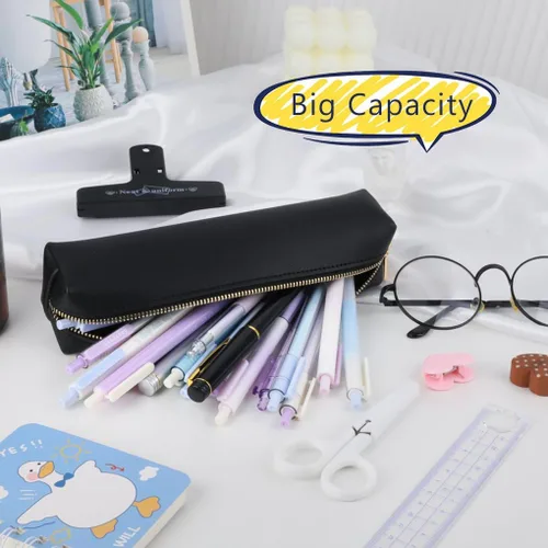 Vista 7 de Oyachic Estuche para lápices de piel sintética, bolsa de maquillaje cosmética, bolsa pequeña para bolígrafos, caja de almacenamiento con cremallera