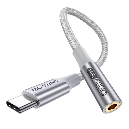 Vista 14 de MOSWAG Adaptador de audio USB tipo C a conector de auriculares hembra de 0.138 in, sonido de alta fidelidad For