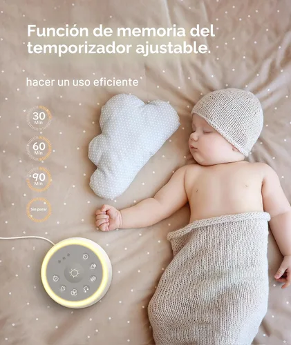 Vista 5 de Dreamegg D1 Máquina de Sonido para Bebé - Máquina de Ruido Blanco para Bebé con Luz Nocturna, 24 Sonidos de Alta Fidelidad, Temporizador y Función