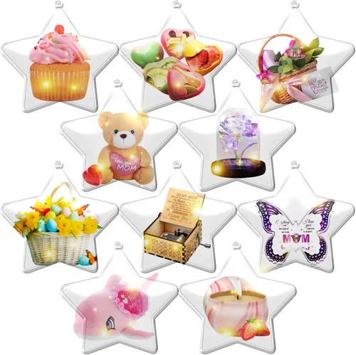 Vista 9 de ShellKingdom Bola de adorno rellenable para Navidad, 10 adornos transparentes transparentes para decoración de Navidad, San Valentín, Día