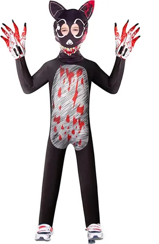 Vista 2 de Naszonus Boys Cartoon Scary Cat Costume, Halloween Costumes Jumpsuit for Teen BoyGirl Horror Costume Kids
