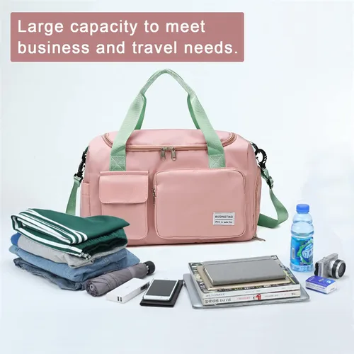Vista 324 de Pequeña bolsa de gimnasio para mujer, bolsa de viaje con compartimento para zapatos