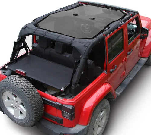 Vista 9 de RT-TCZ para Jeep JKU Parasol de malla para el techo de 4 puertas para Jeep Wrangler 2007-2017 JKU Top Bikini negro