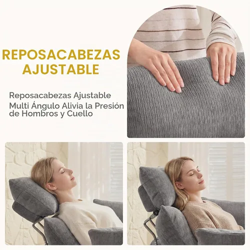 Vista 8 de Power Glider - Mecedora para guardería, reclinable giratorio con USB, color Gris claro