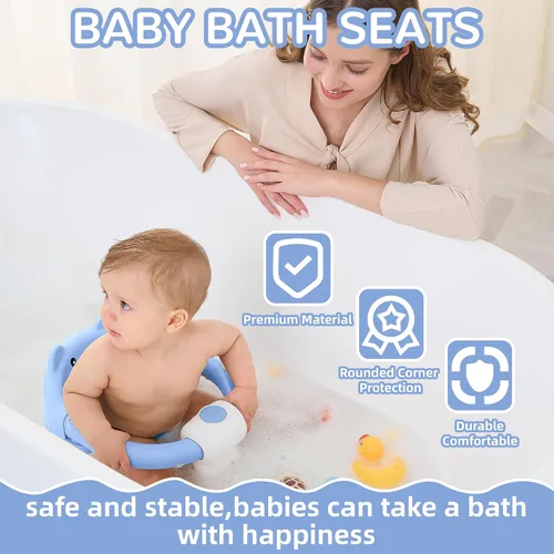 Vista 2 de Asiento de baño para bebés de 6 meses en adelante, asientos de baño antideslizantes para bebés sentados, silla de bañera segura para bebés y recién