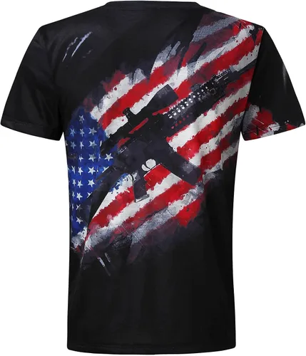 Vista 4 de Camiseta de manga corta para hombre con la bandera de Estados Unidos, camiseta patriótica de Street Soldier, camiseta con estampado patriótico