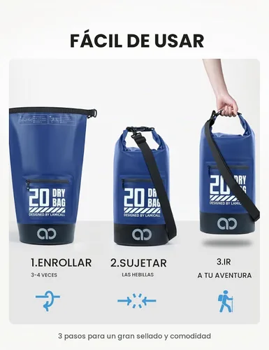 Vista 6 de Lamicall Mochila impermeable con bolsa para teléfono 5L/10L/20L/30L/40L Azul marino