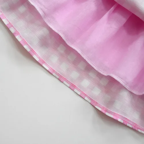 Vista 6 de Vestido a cuadros rosa para niñas, disfraces de cosplay con accesorios de 4 a 14 años