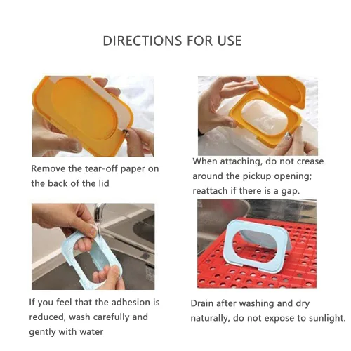 Vista 7 de Paquete de 5 toallitas para bebé, tapa abatible, reutilizable, adhesiva, dispensador, tapa que no se seca para niños, paquetes de toallitas de agua
