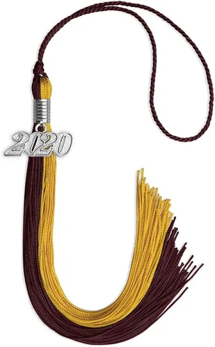 Vista 39 de Endea Graduation Borla de doble color con gota de fecha plateada (negro/oro antiguo, 2025)