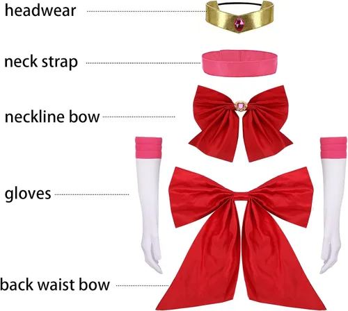 Vista 6 de HLENOK Disfraz de anime de luna para mujeres adultas, Tsukino Usagi para Halloween, cosplay, falda escolar, uniforme completo
