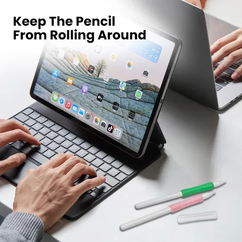 Vista 6 de Juego de 3 empuñaduras para Apple Pencil Pro/USB-C/2ª generación/1ª generación, juego de 3 unidades (blanco, rosa, verde)