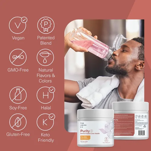 Vista 5 de The Amino CO. Purity - Suplemento de apoyo hepático con aminoácidos esenciales para limpieza de desintoxicación hepática - Aumenta la salud