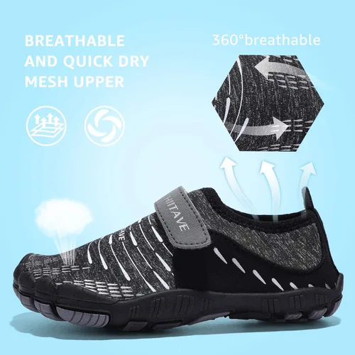 Vista 3 de HIITAVE Zapatos de agua para niños y niñas, de secado rápido, para deportes acuáticos, zapatos deportivos ligeros (niños pequeñosniños grandes)