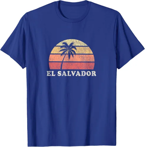 Vista 24 de El Salvador Vintage 70s Retro Throwback Design Camiseta, Azul